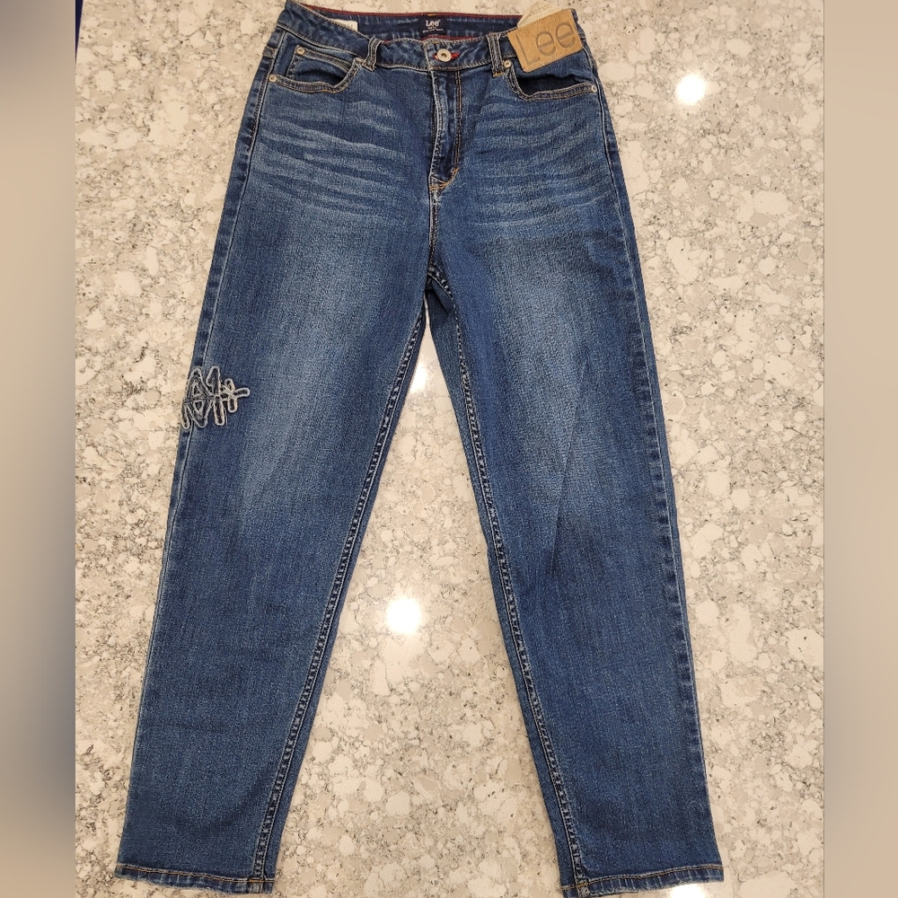 Limited Edition Lee 101+ Jeans W28 L27 Dark Wash Denim Western Cowhide Patch